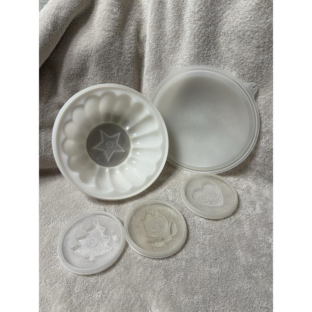 6  Piece Vtg Tupperware Jello Mold Set #616 Mold Tulip Heart‎ Tree STAR